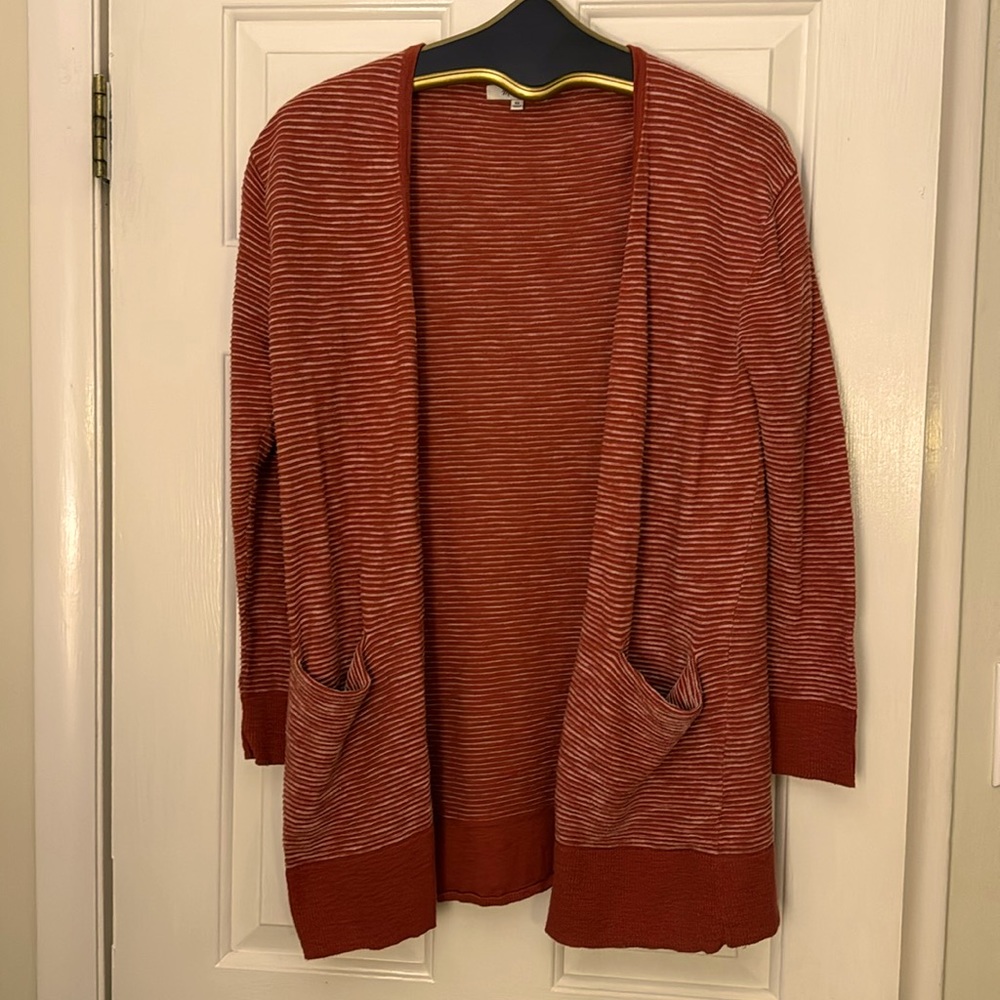 Madewell Oversized Terra Cota Striped Cardigan Sweater XS